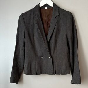 Michelle Stewart Double-Breasted Gray Wool Blazer size 12